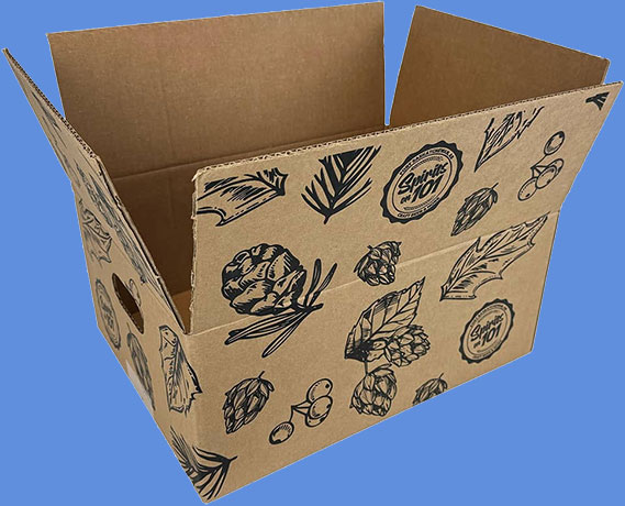 printed rsc shipping box with hand-holes