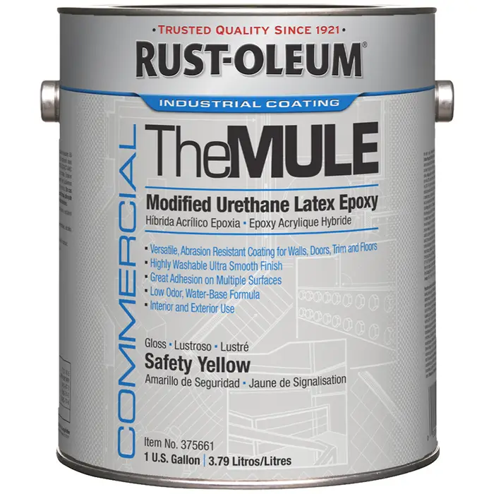 Gal Rust‐Oleum 375661 Safety Yellow MULE Modified Urethane Latex Epoxy, Gloss